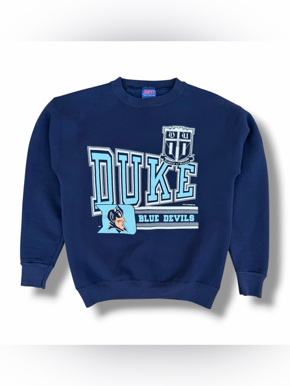 Vintage 90s Duke University Blue Devils Crewneck Sweatshirt Blue Size Medium